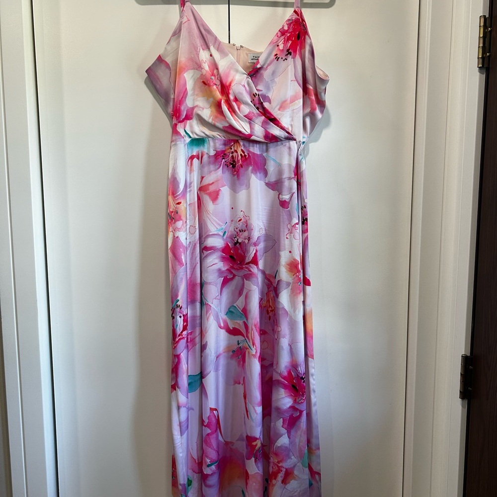 Tahari Pink Floral Maxi Dress